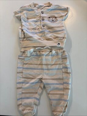 Rabbit and Bear Two-Piece Baby Set with Lion Applique